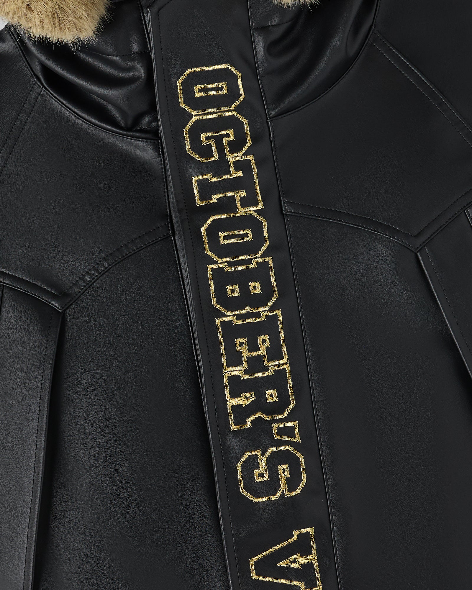 BAPE® Faux Leather Snowboard Jacket - Black - Image 3