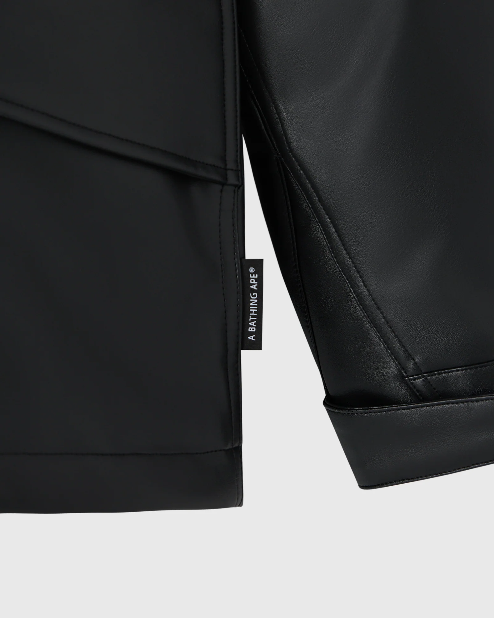 BAPE® Faux Leather Snowboard Jacket - Black - Image 4