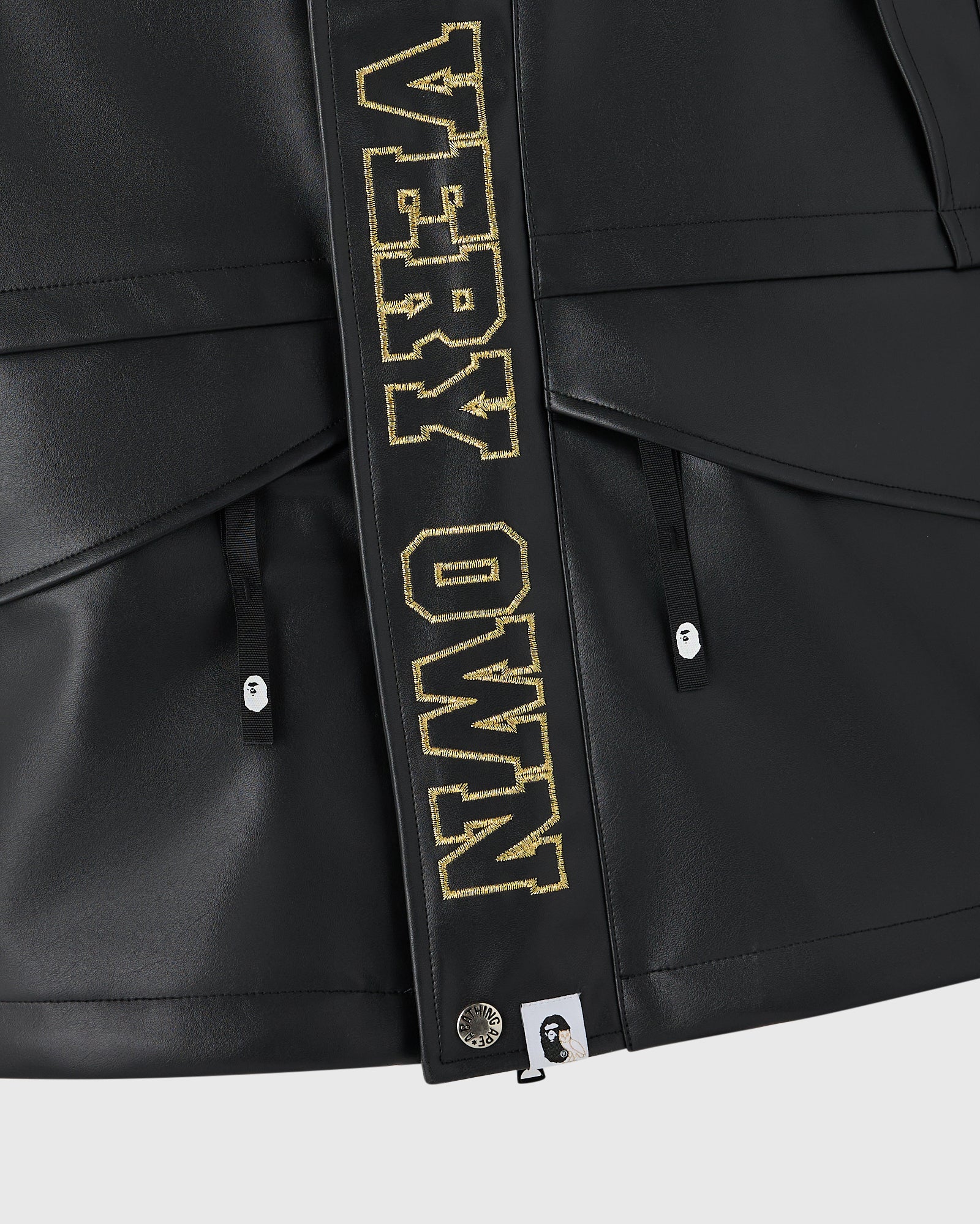 BAPE® Faux Leather Snowboard Jacket - Black - Image 5