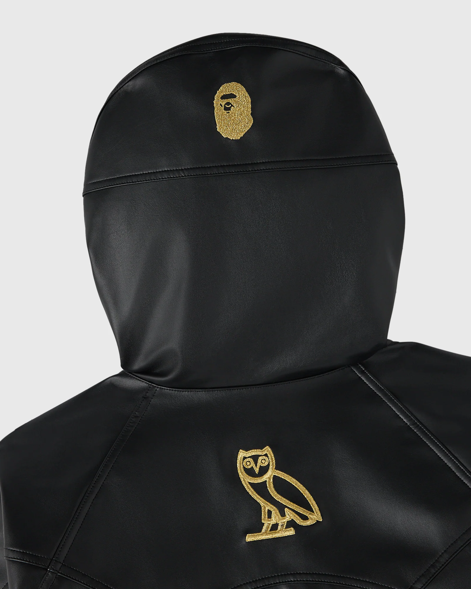 BAPE® Faux Leather Snowboard Jacket - Black - Image 8